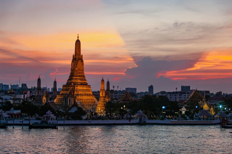 An image of a cityscape and travel in a landmark.