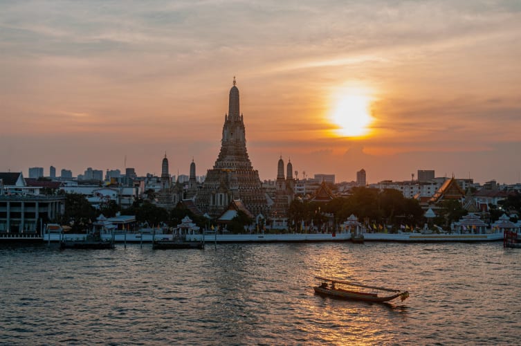 An image of a travel in a sunset.