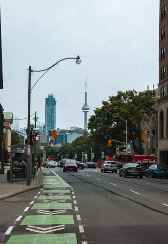 An image of a street, cityscape, and urban engaged in walking in a landmark.