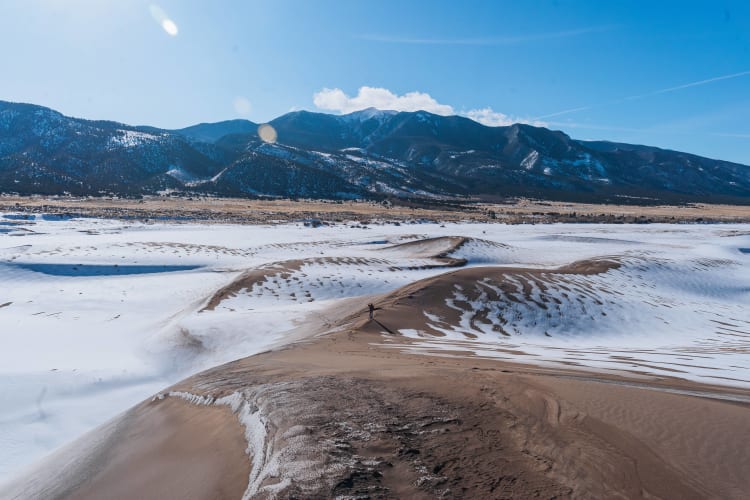 An image of a landscape and nature in a winter.