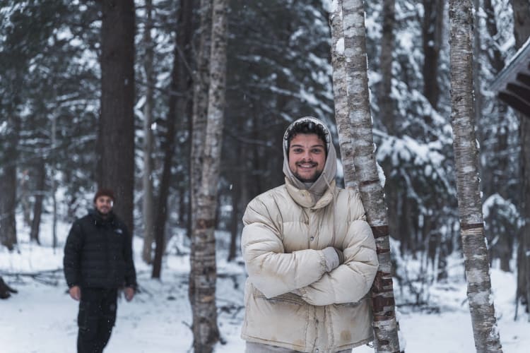 An image of a wildlife engaged in walking in a winter.