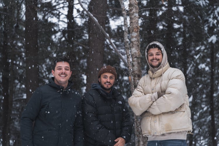 An image of a wildlife and family engaged in music in a winter.