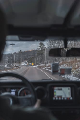 An image of a travel and interior in a winter with a moody and introspective feel.