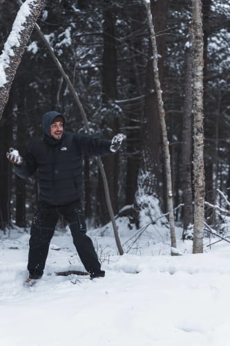 An image of showing running in a winter.