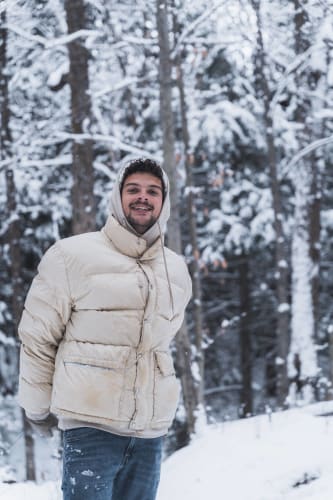 An image of showing walking in a winter.