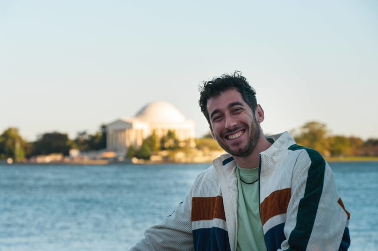 An image of a travel, portrait, and urban engaged in walking in a cultural site.