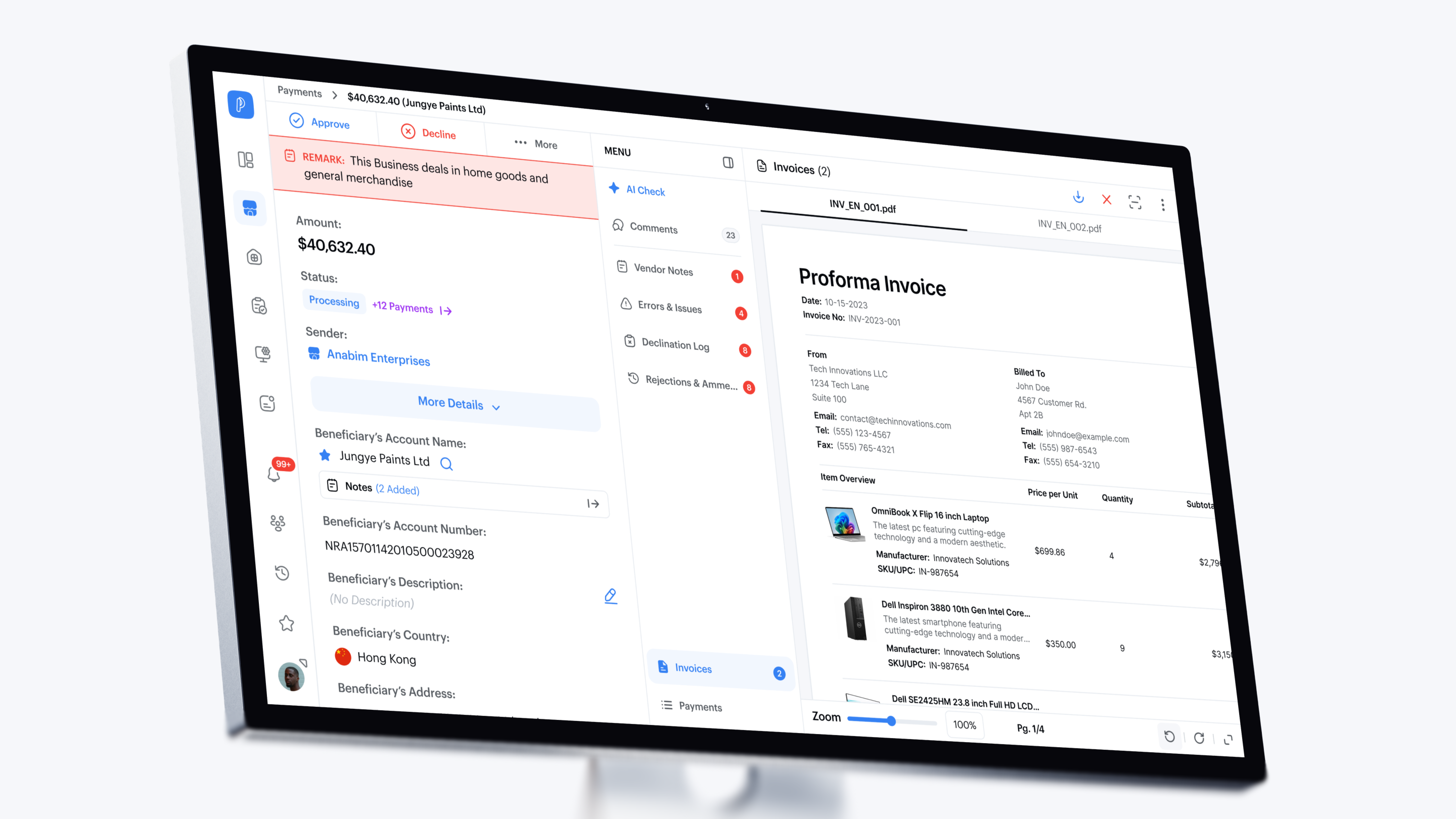 Back Office case study interface 01
