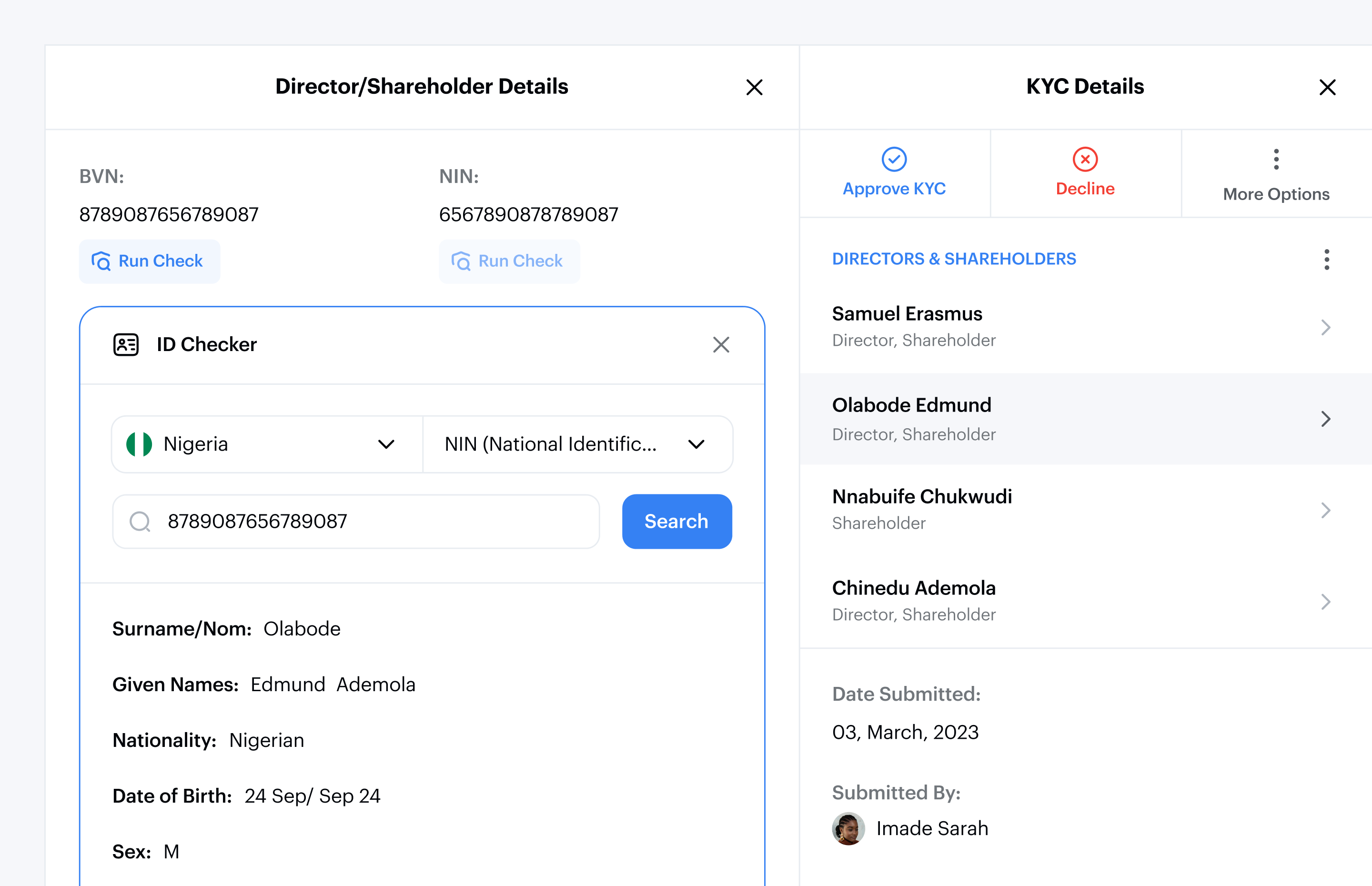 Inline verification kept checks and review context together, reducing the need to leave the KYC workflow.
