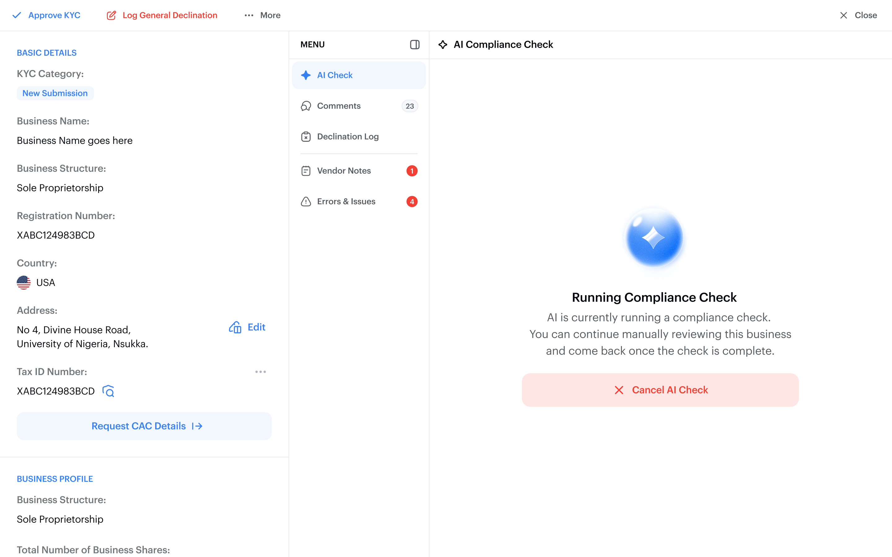 AI runs in parallel with the human review, allowing Compliance to continue investigating while the model prepares a second review in the background.