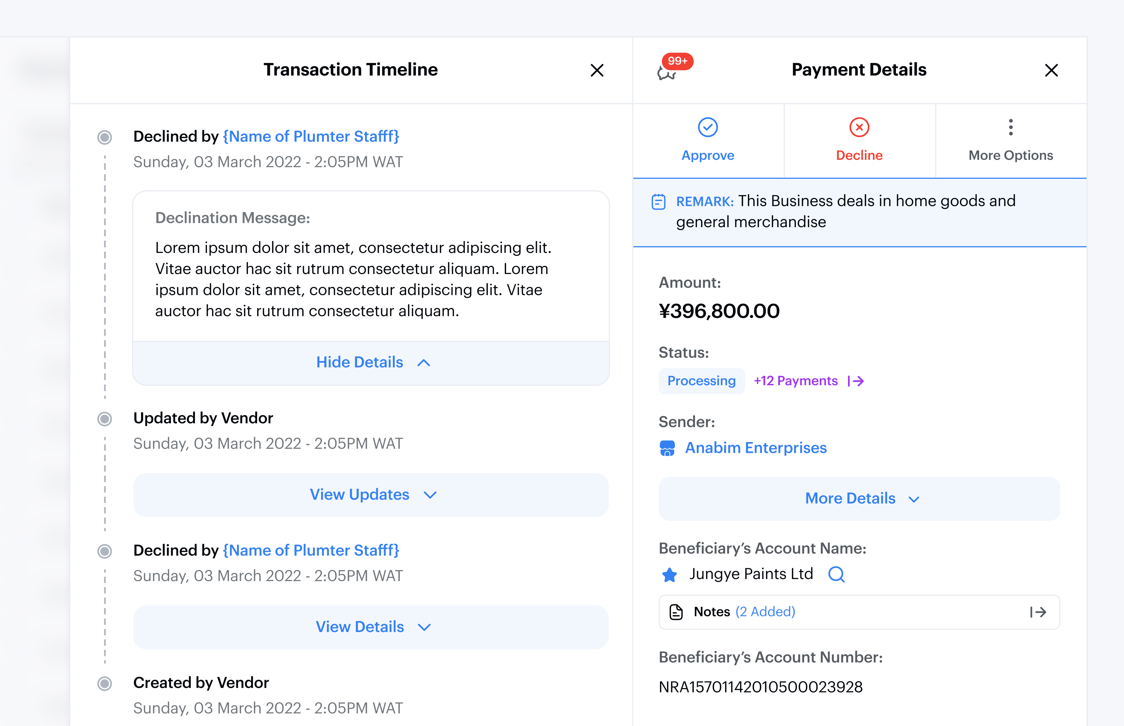 Payment review decision timeline
