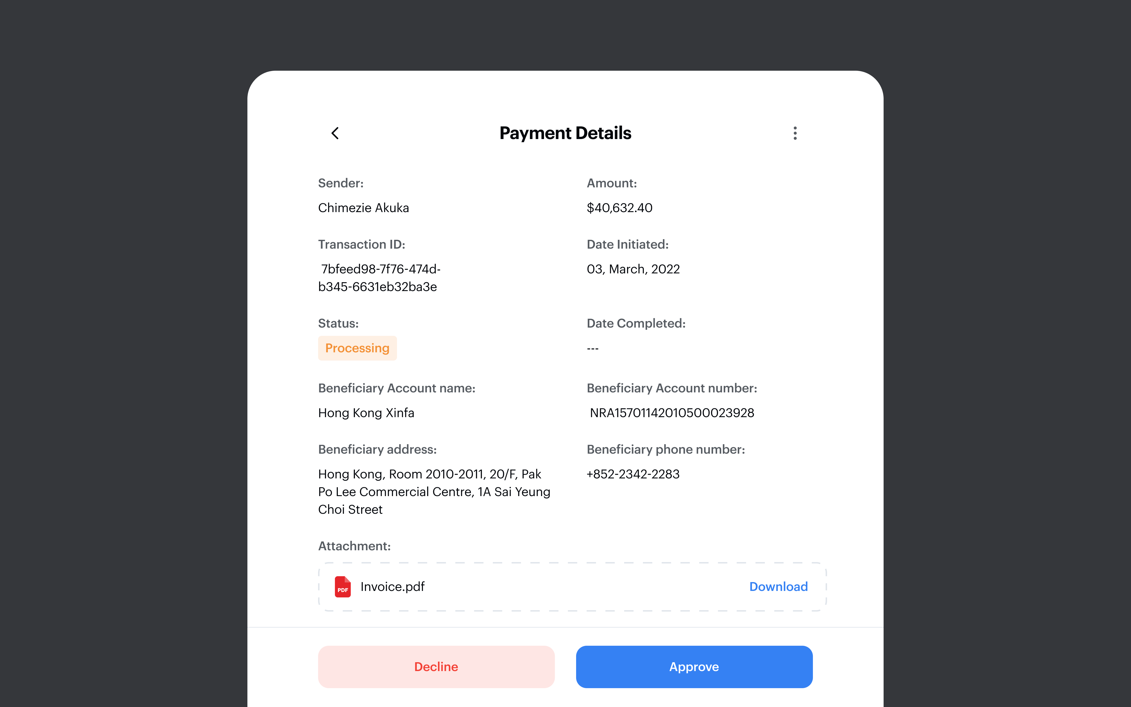 Early payment review modal