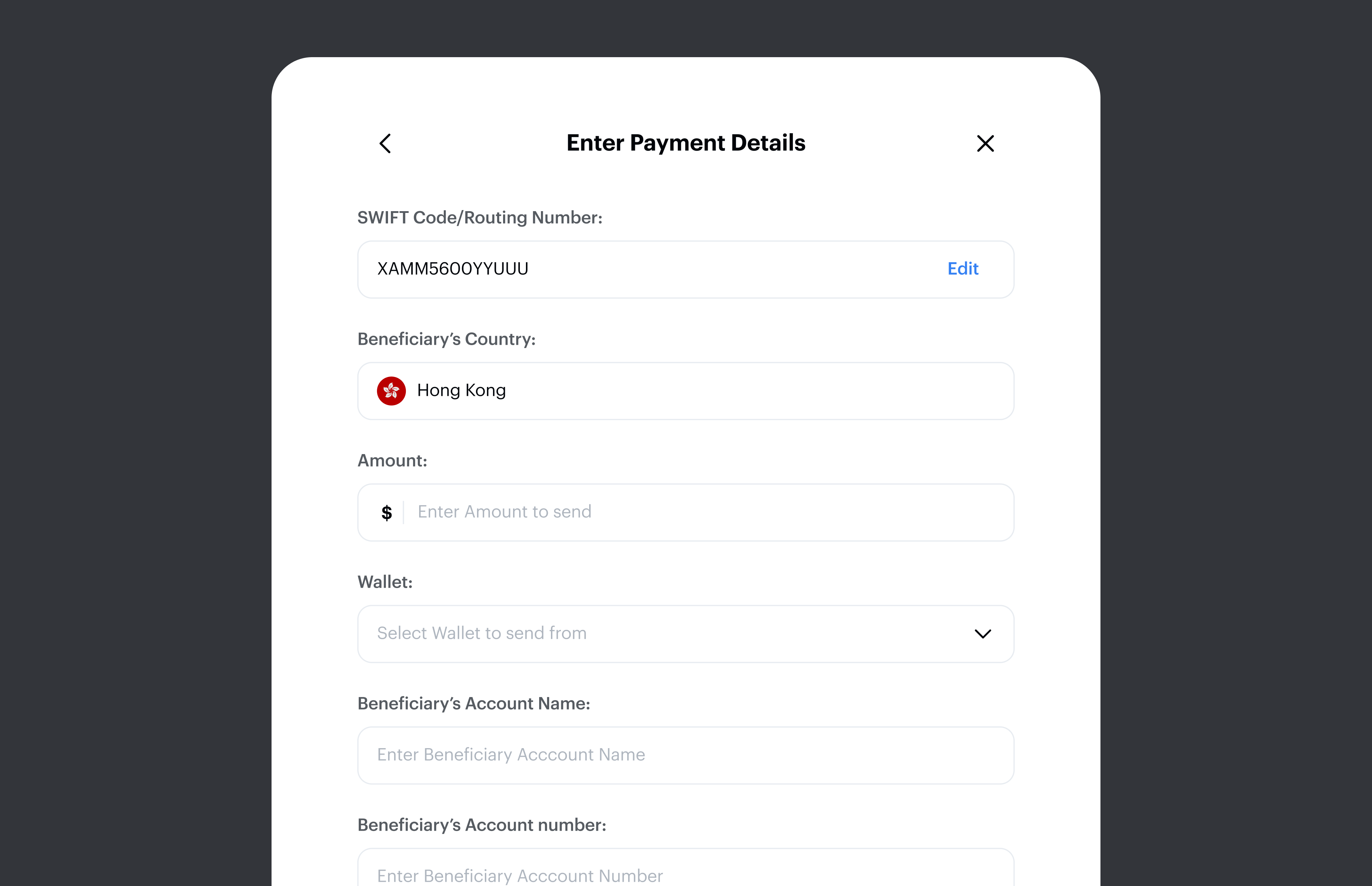 Adaptive payment fields