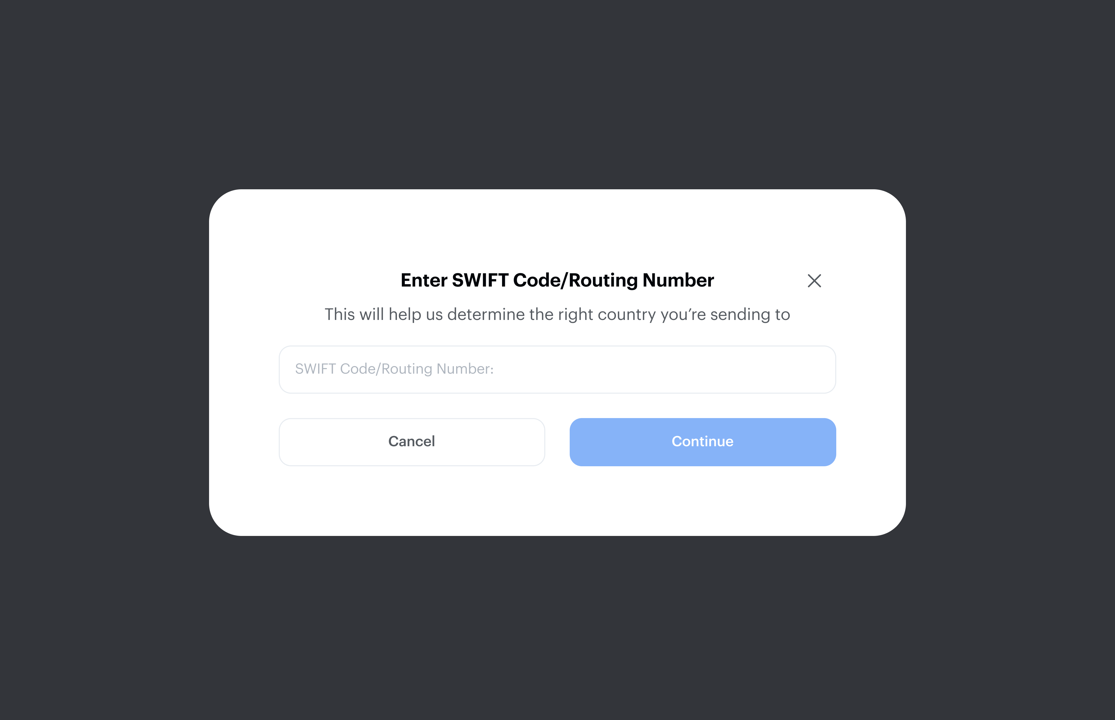 SWIFT code payment start