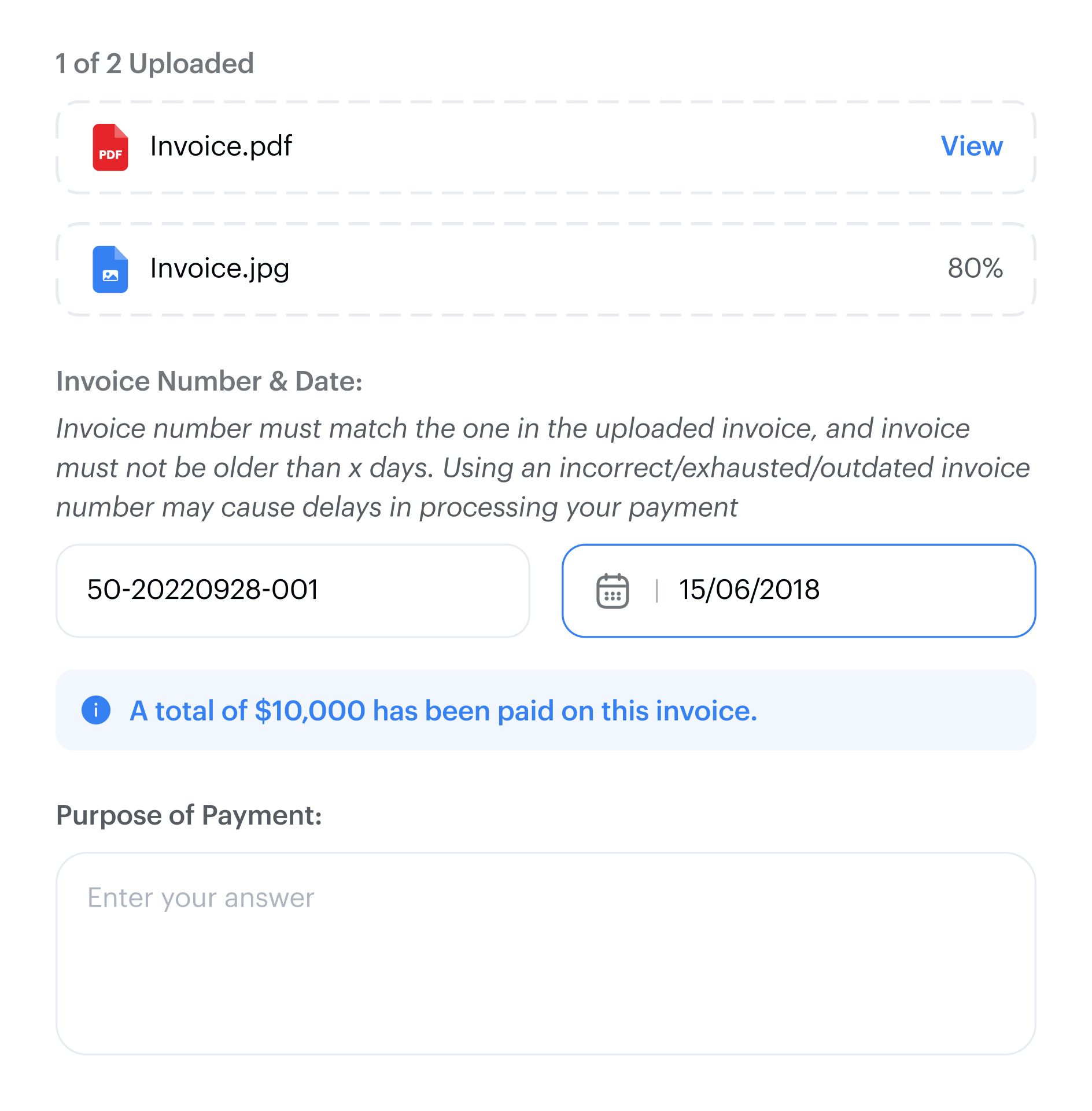 Invoice validation before submission