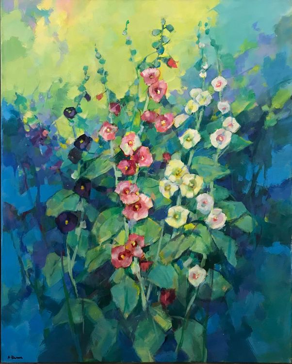 Alexander Herman | Hollyhocks in Bloom