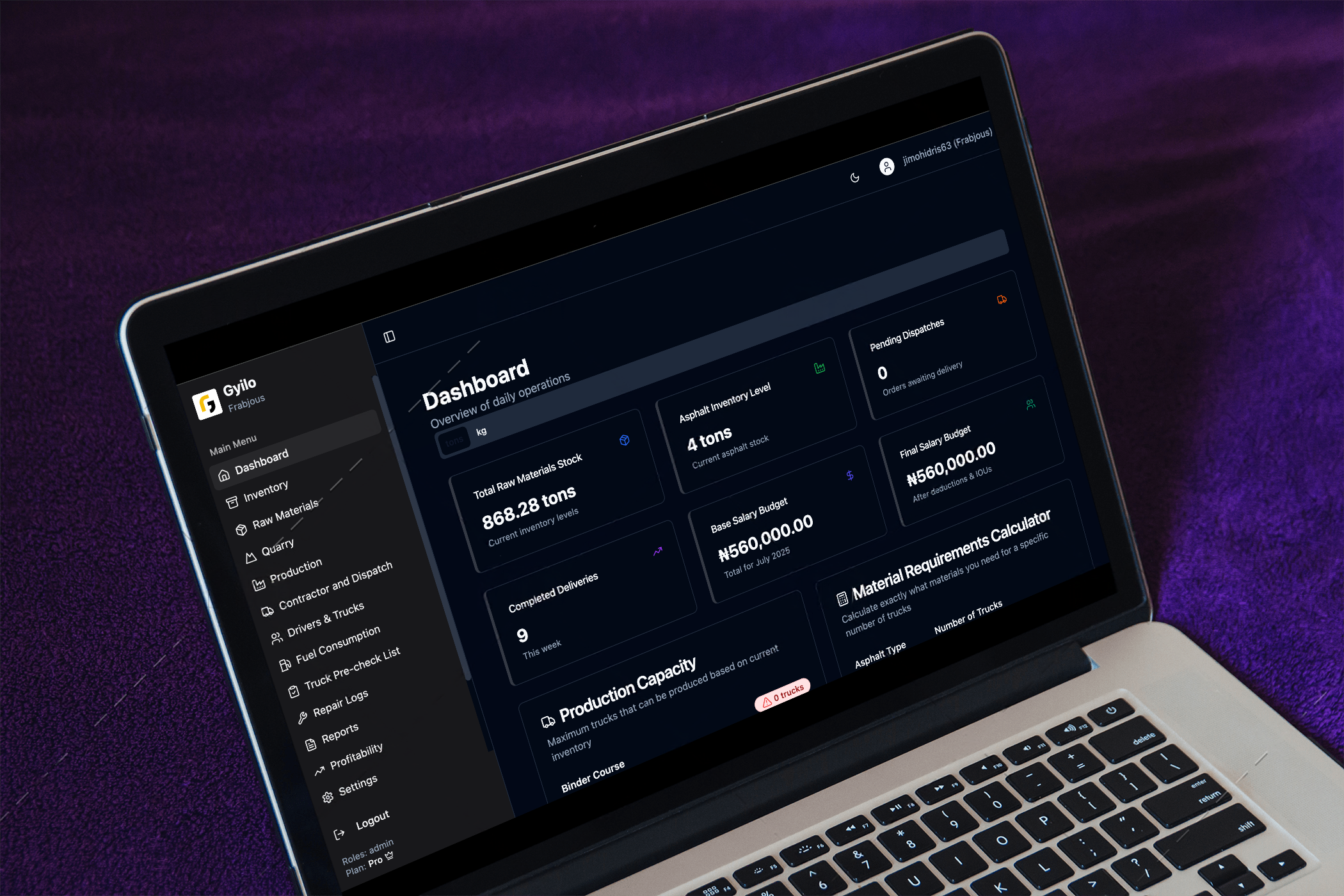 Gyilo App on MacBook