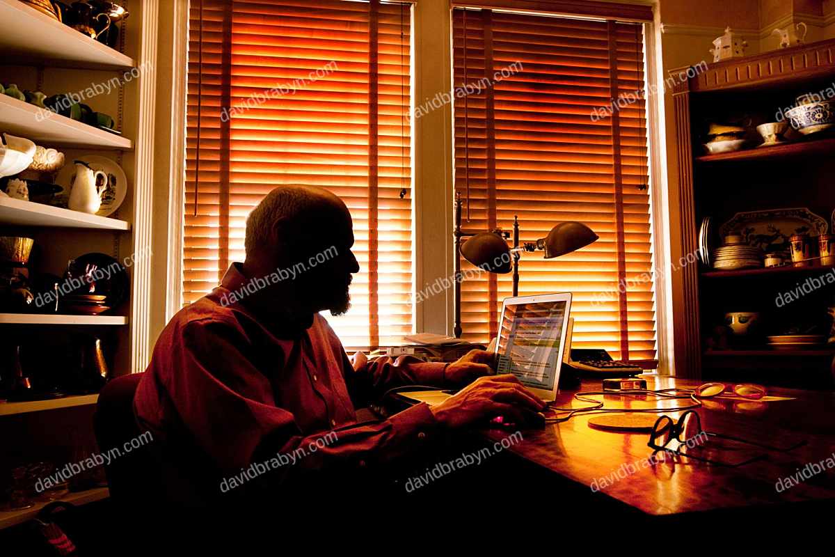 Crime novelist Lawrence Block in his New York apartment, 27 July 2011.