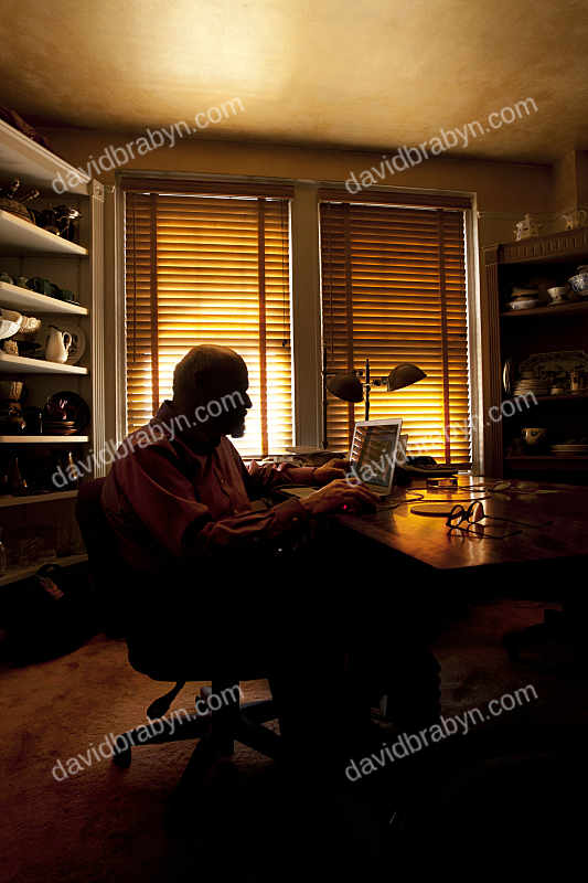 Crime novelist Lawrence Block in his New York apartment, 27 July 2011.