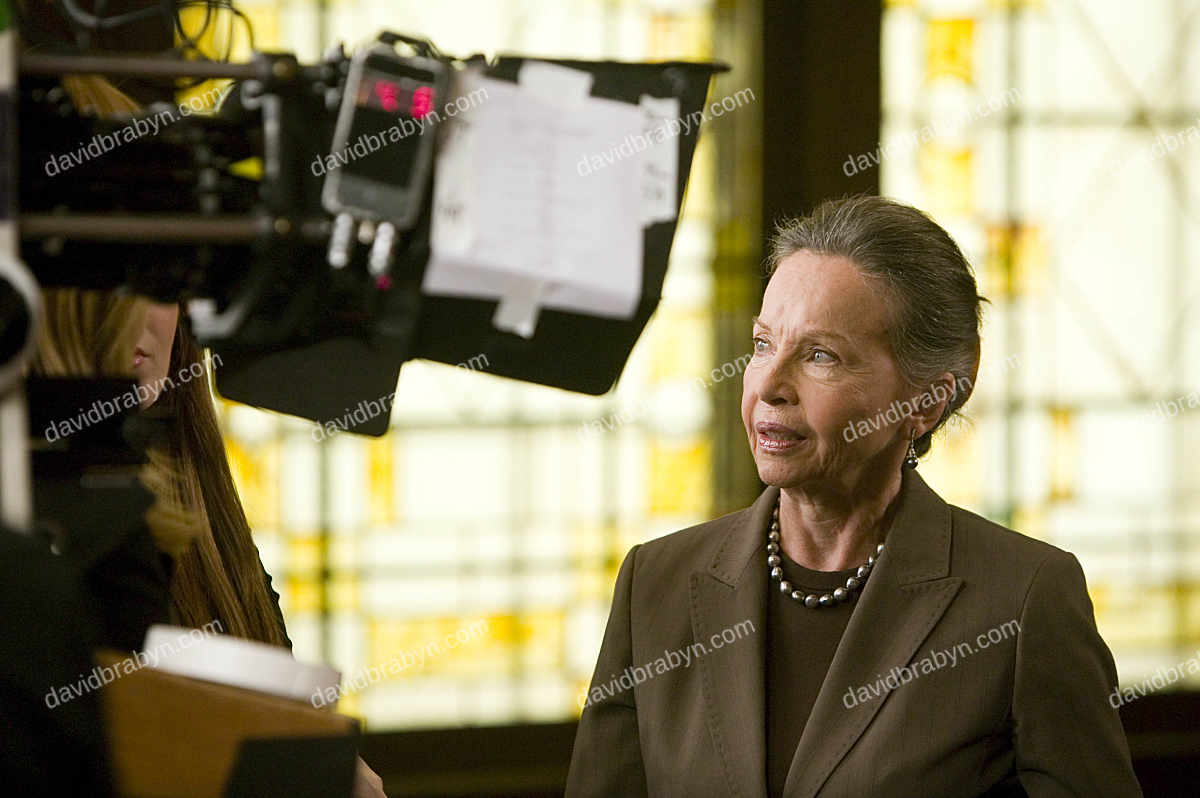 French actress Leslie Caron waits between takes on the studio set of television show "Law & Order: SVU" in North Bergen, USA, 8 May 2006.