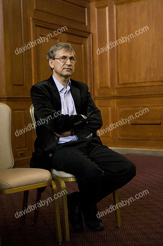 Novelist Orhan Pamuk at Columbia University after winning the Nobel literature prize, 12 Oct. 2006