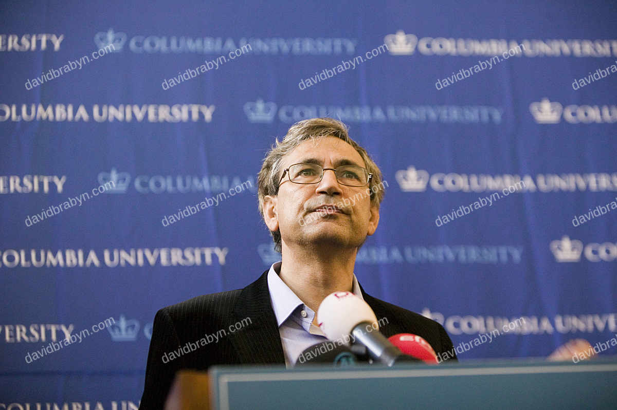 Novelist Orhan Pamuk at Columbia University after winning the Nobel literature prize, 12 Oct. 2006