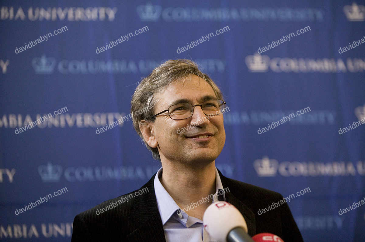 Novelist Orhan Pamuk at Columbia University after winning the Nobel literature prize, 12 Oct. 2006