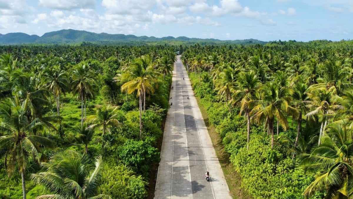Siargao island road at sunset