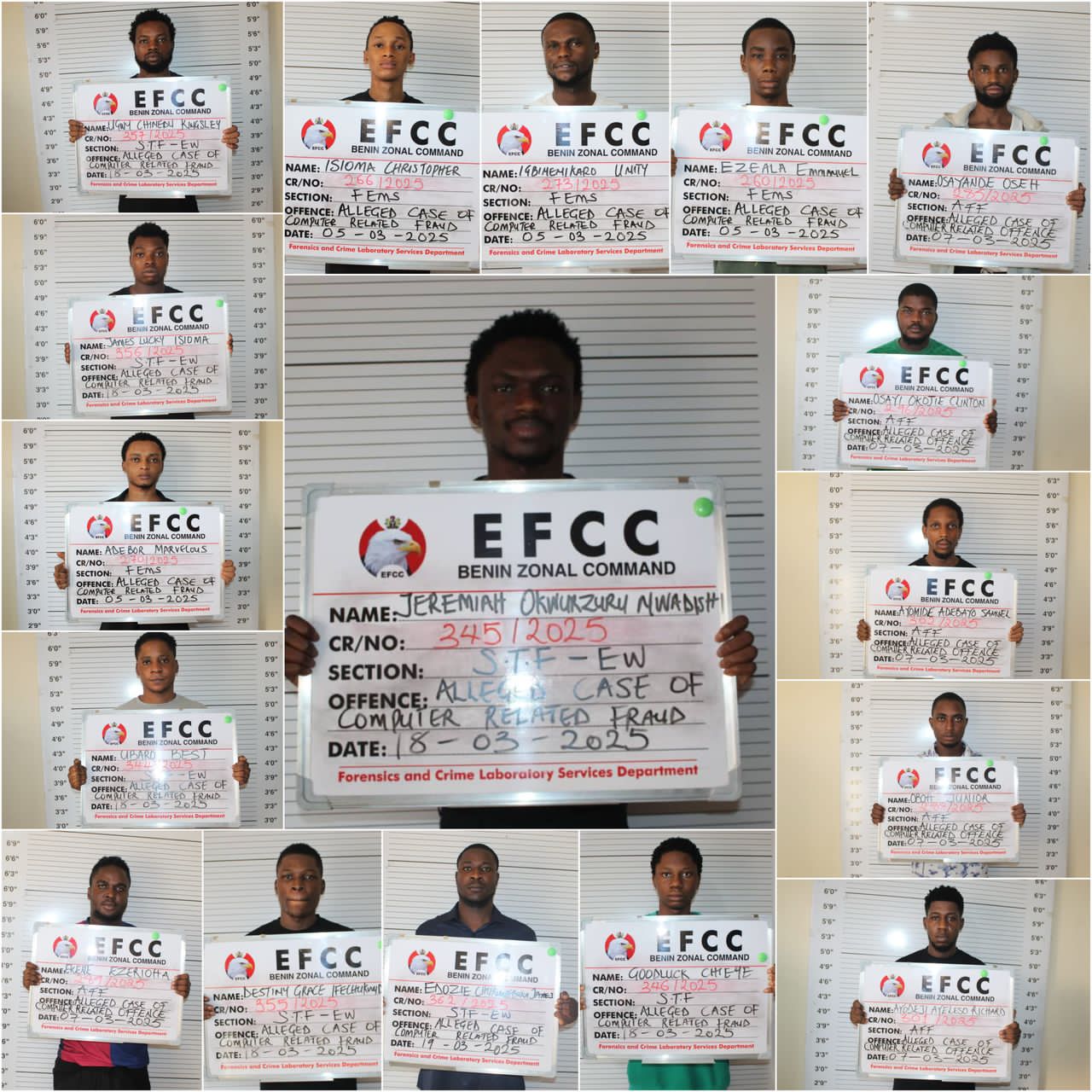 EDO COURTS JAIL 17 INTERNET FRAUDSTERS IN BENIN CITY