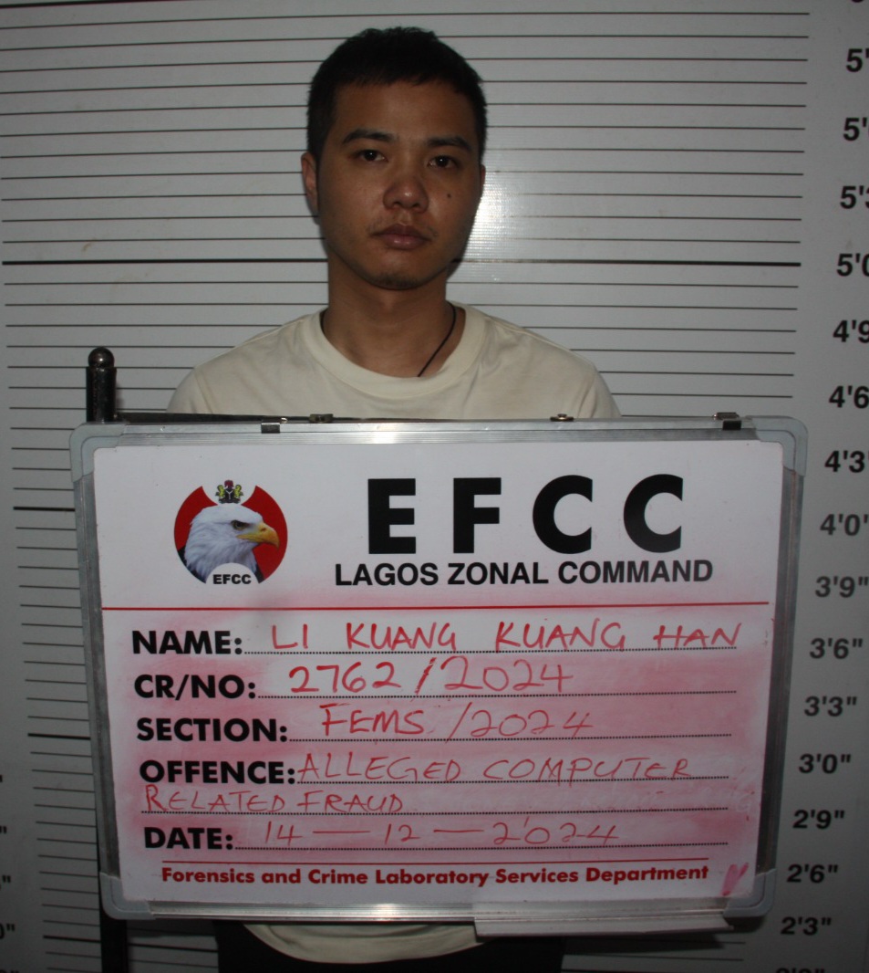 EFCC ARRAIGNS CHINESE MAN FOR CYBER CRIMES IN LAGOS