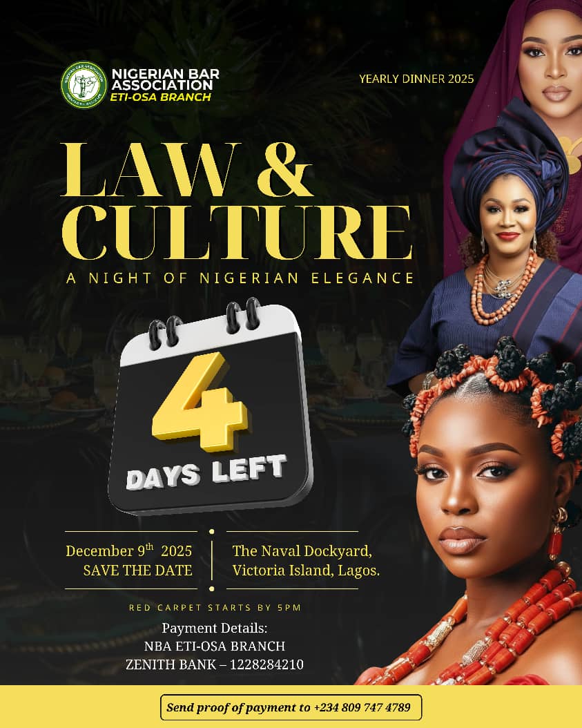 Hon Justice RHODES-VIVOUR (JSC) Confirmed for NBA Eti-Osa Branch 2025 Year-End Special Dinner