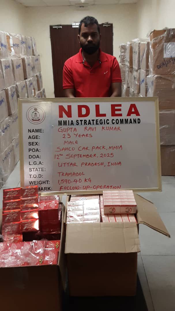 INDIAN MAN ARRESTED IN LAGOS FOR SMUGGLING TRAMADOL AS MULTIVITAMIN