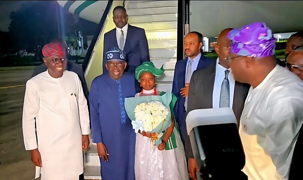 President TINUBU Returns to Lagos for APC Primaries After 2 Weeks Overseas