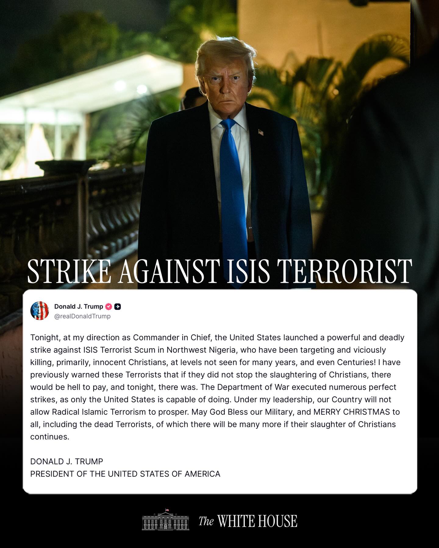 Trump Spits Fire, as FG Confirms US Air Strike on Islamic State Terrorists in Sokoto