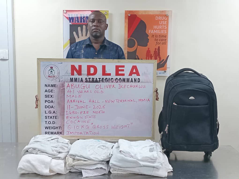 Brazil Returnee Arrested at Lagos Airport for Cocaine Smuggling