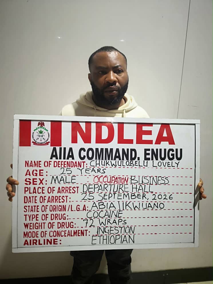 Suspected Portugal-Based Drug Trafficker Expels 72 Wraps of Cocaine in Enugu