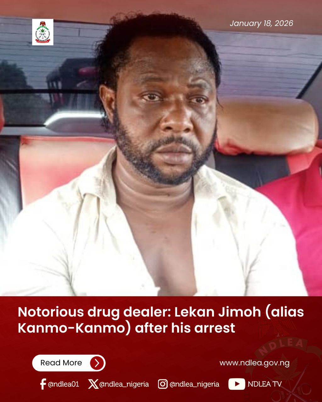 Wanted Drug Kingpin Arrested 12 Years after Alleged Murder of 3 NDLEA Operatives
