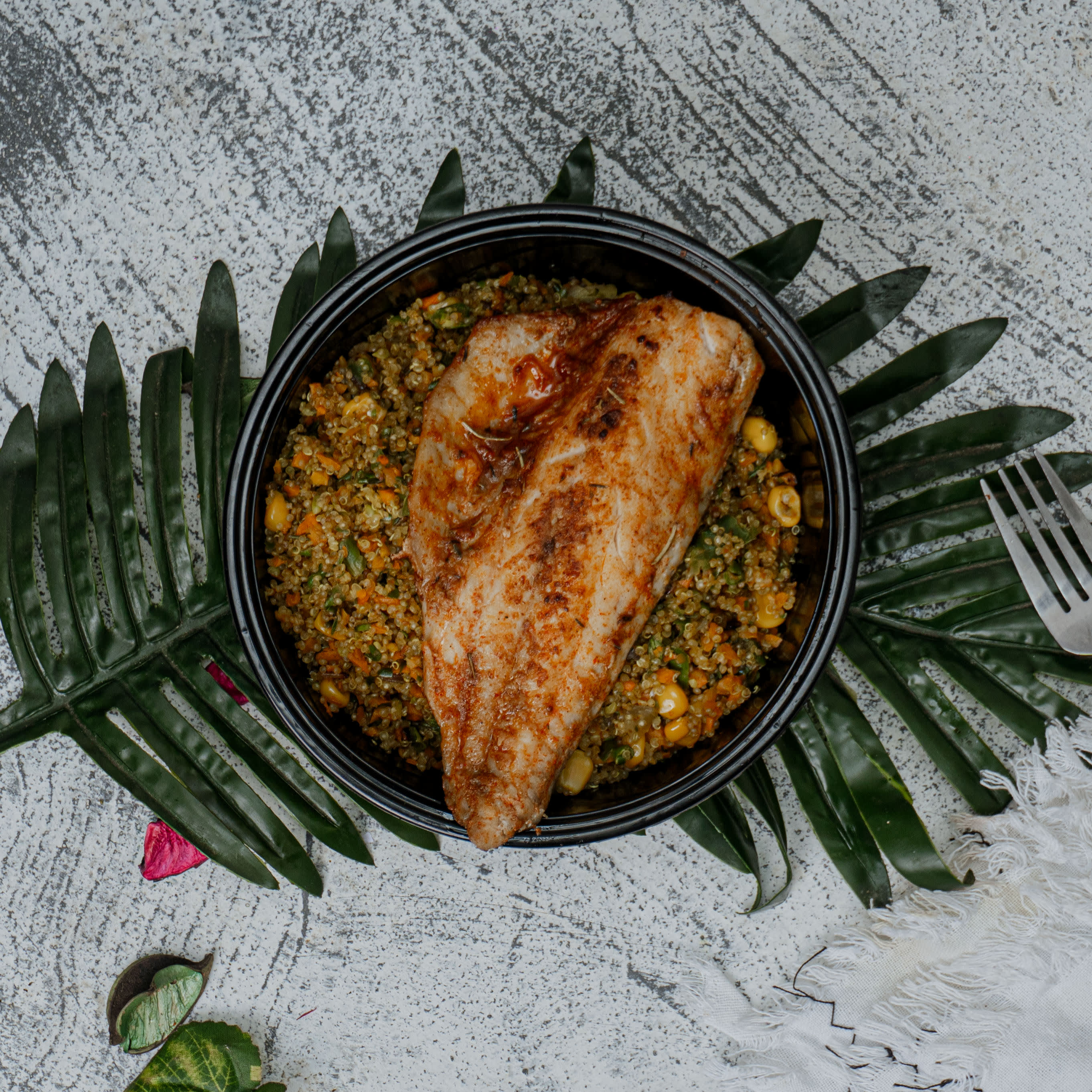 Stir fry Quinoa / white fish fillet