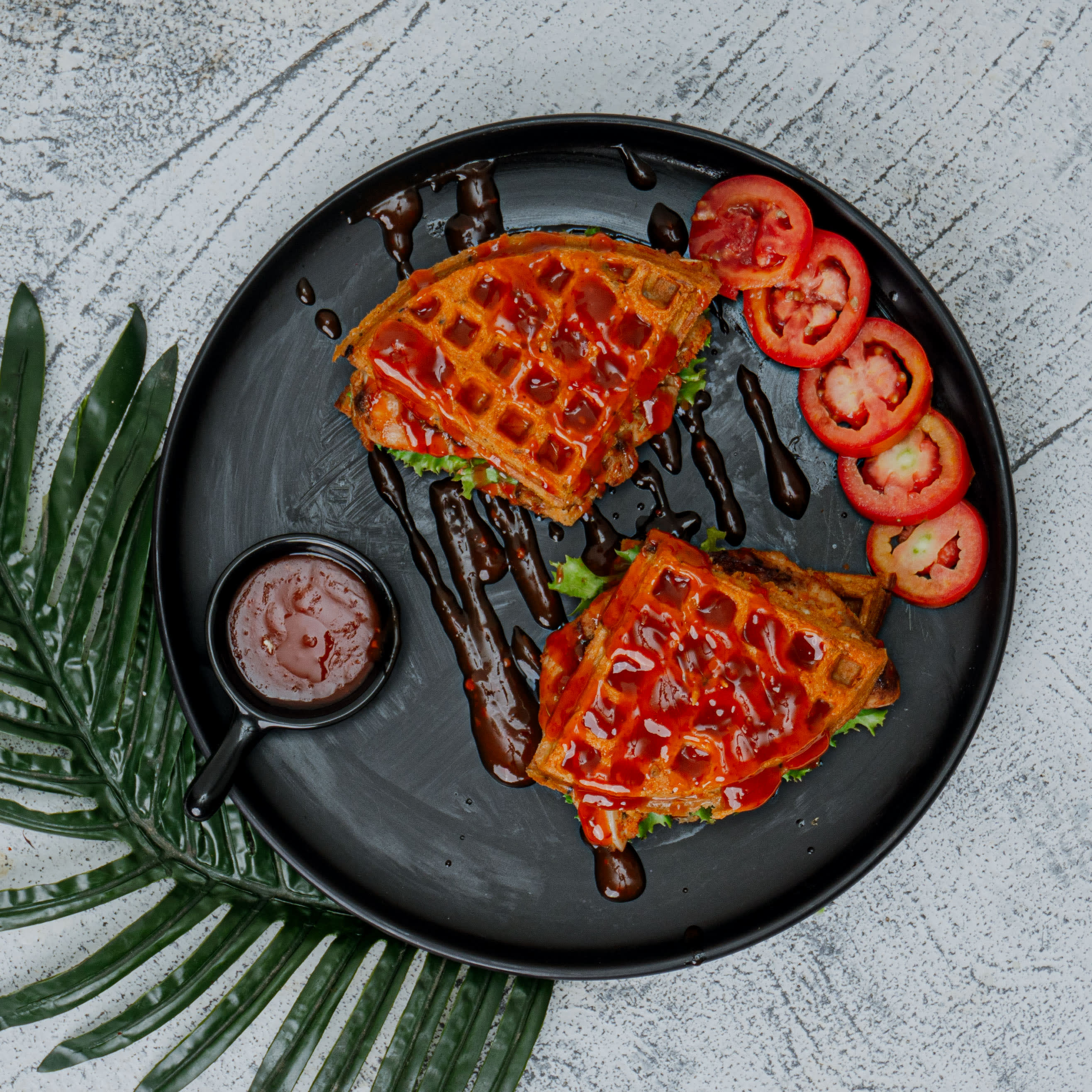 Akara waffle chicken sandwich