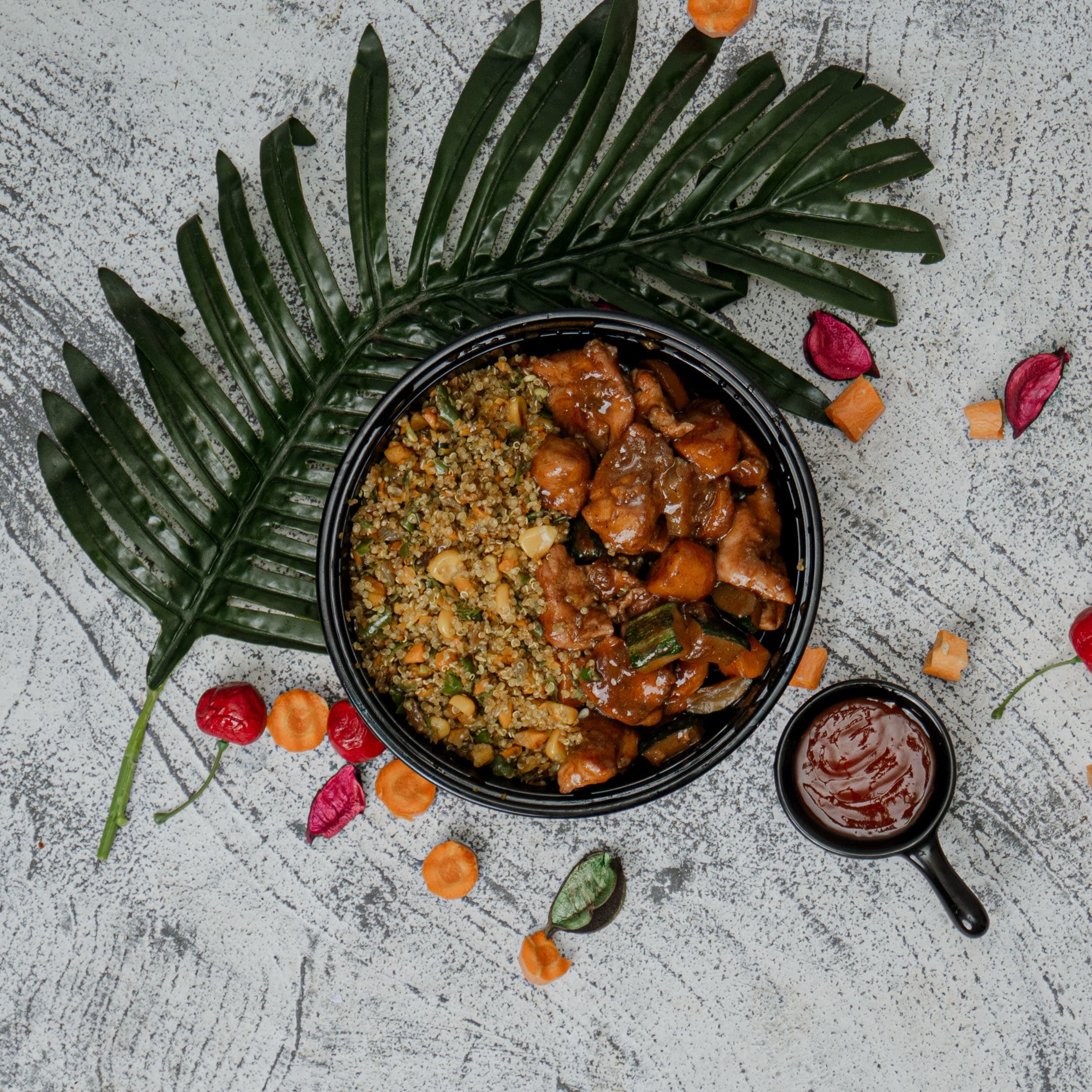 Stir fry quinoa/ chicken breast sauce