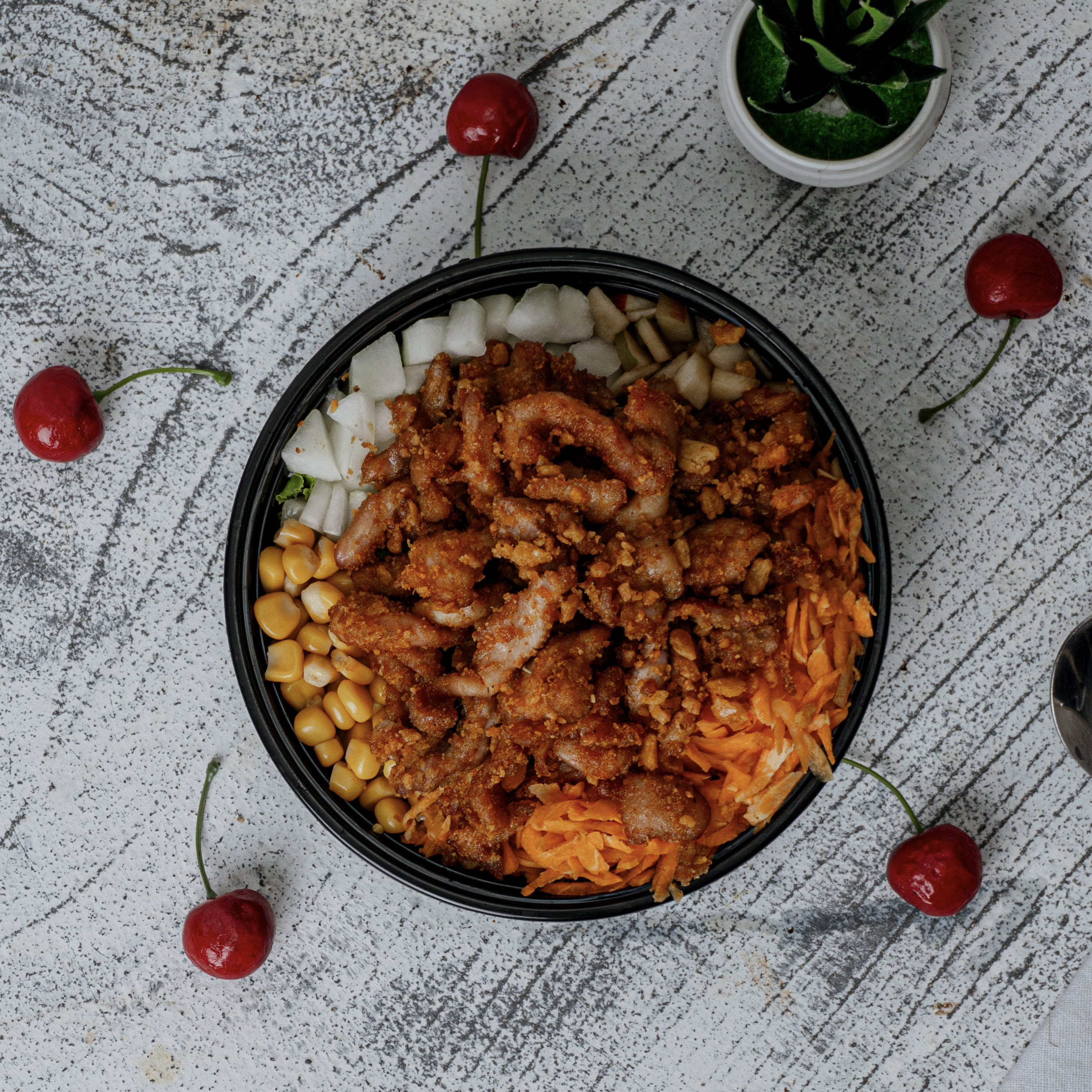 Crunchy Chicken Breast Salad with Honey Mustard Dressing