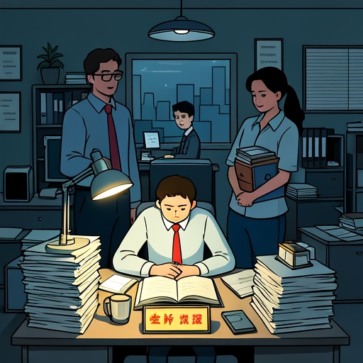 办公室场景，小张坐在办公桌前，起初眉头紧锁，周围文件堆积，同事们投来异样目光。光影较暗，凸显压力。随后画面切换，小张业余时间在台灯下专注学习专业书籍。接着，他和同事友好交流、与女友温馨谈心，还在户外坚持锻炼。最后，小张面带微笑，站在晋升表彰牌前，与女友牵手，阳光洒在身上，整体光影明亮，展现逆袭后的美好状态 。