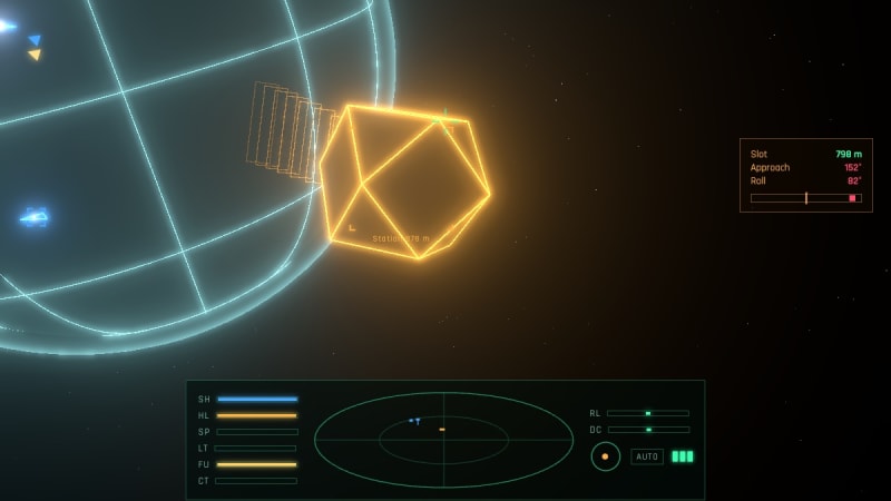 A Coriolis station and its planet in the glowing neo-vector look.