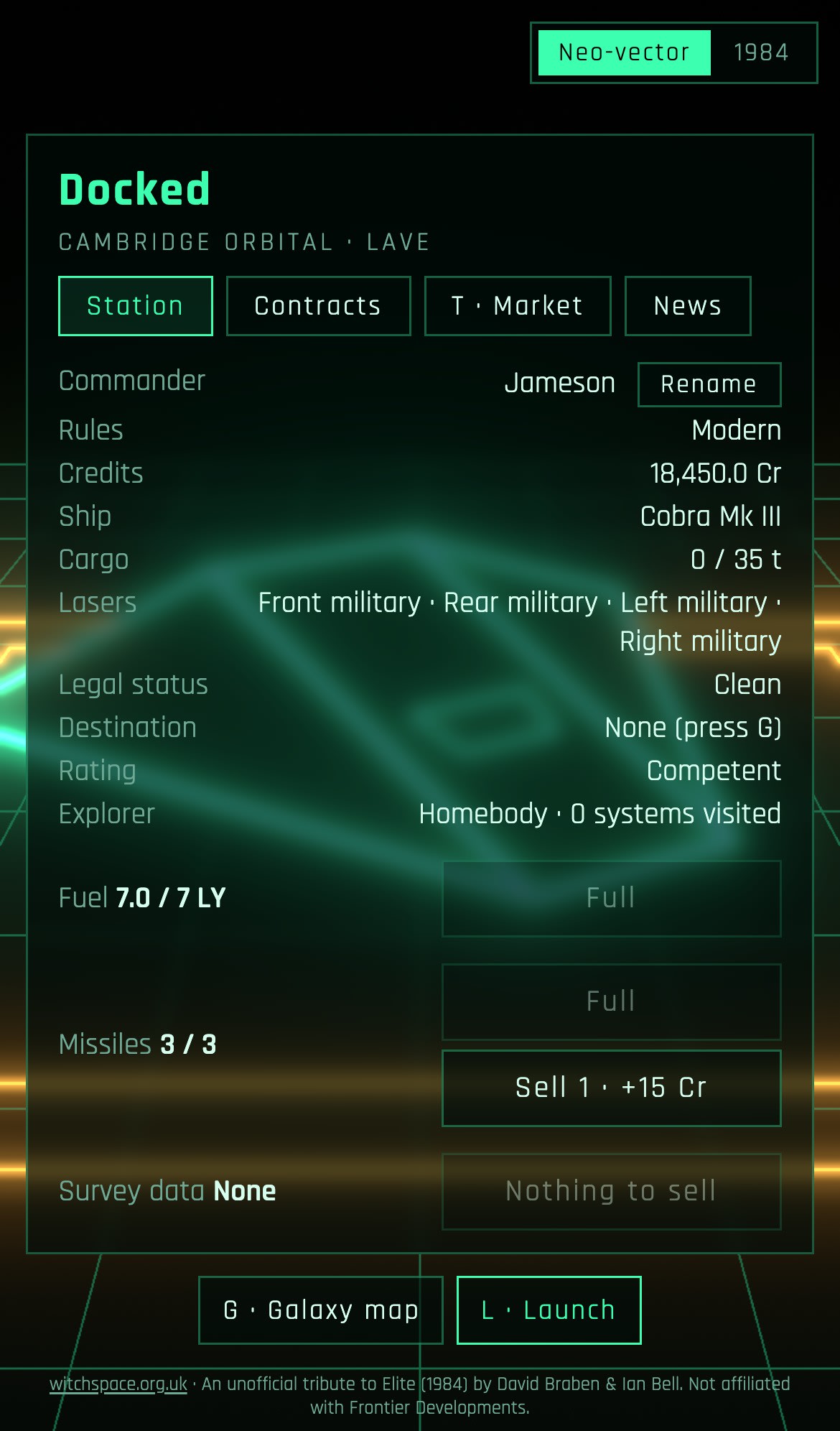Docked on an iPhone: a Cobra with military lasers on all four mounts.