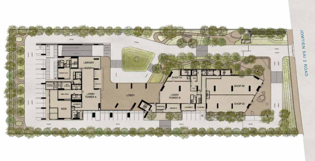 Ground floor plan — Tower A & B