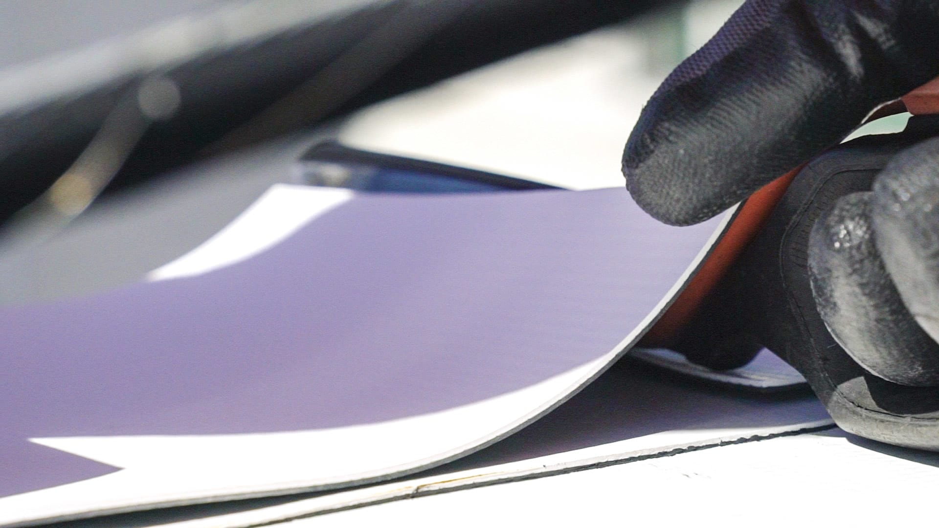 Close-up PVC roof installation