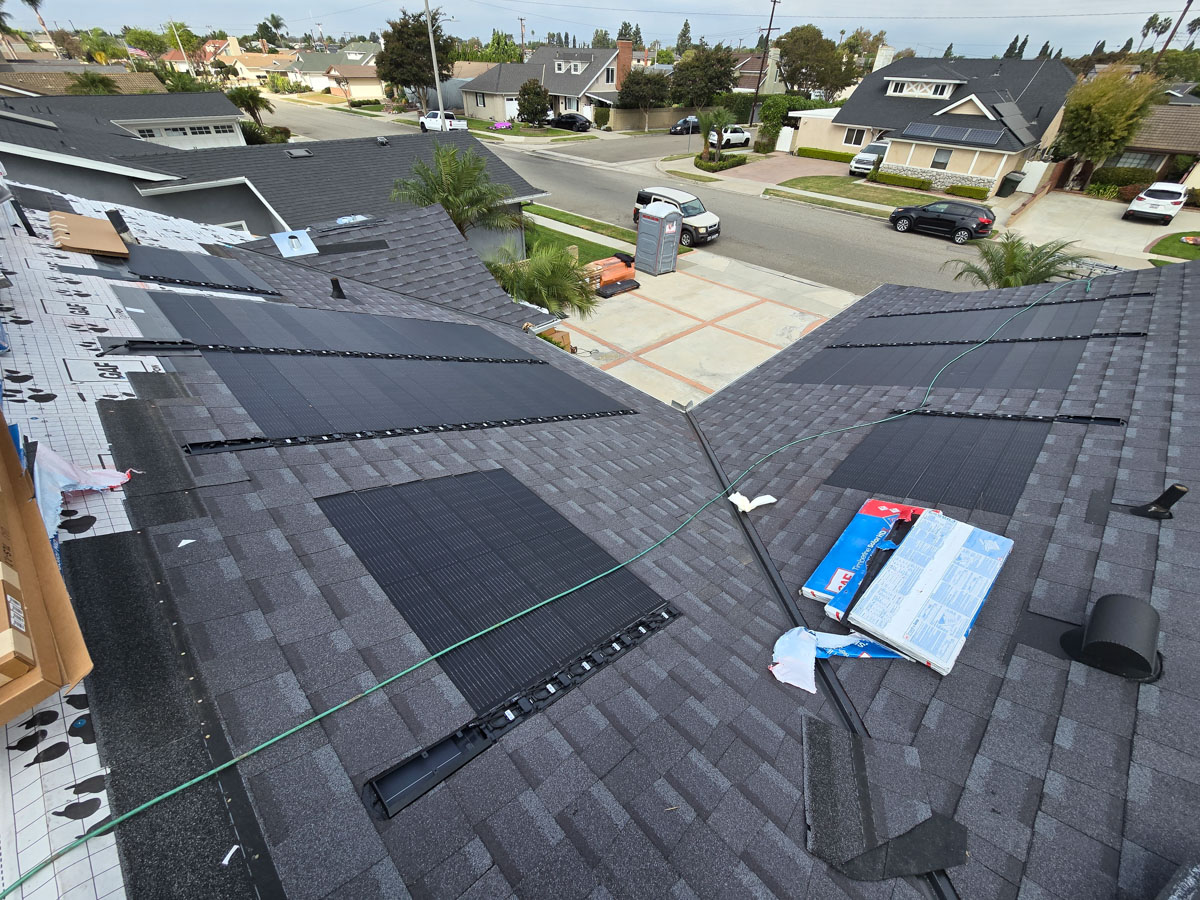 Solar roof integrated installation, not rack-mounted, by Chandler's Roofing