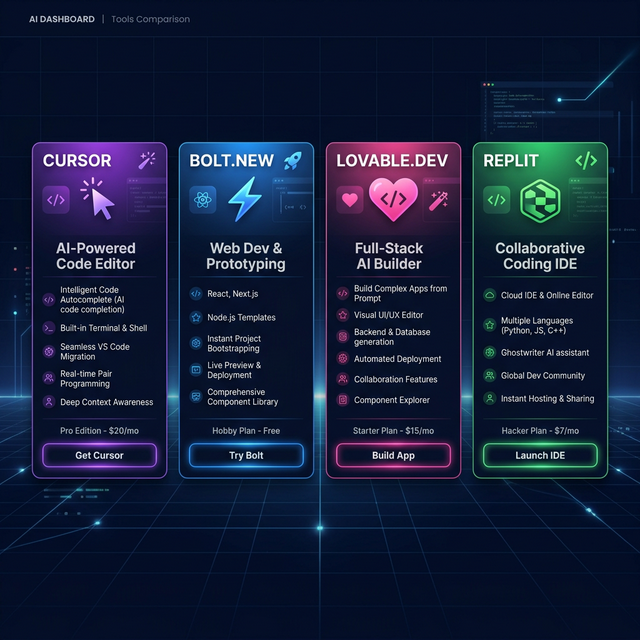 Tableau de comparaison des outils de vibecoding IA