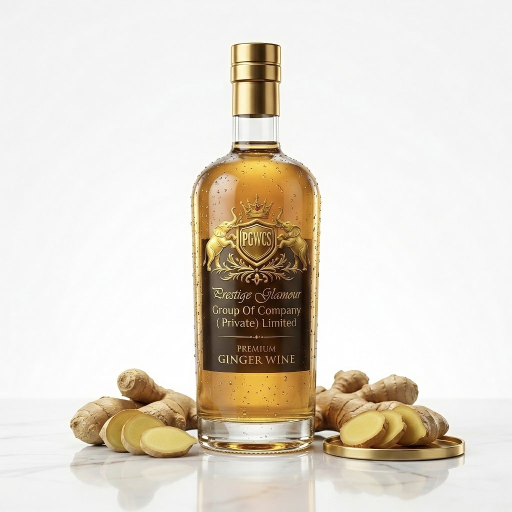 Premium Ginger Wine bottle and processing