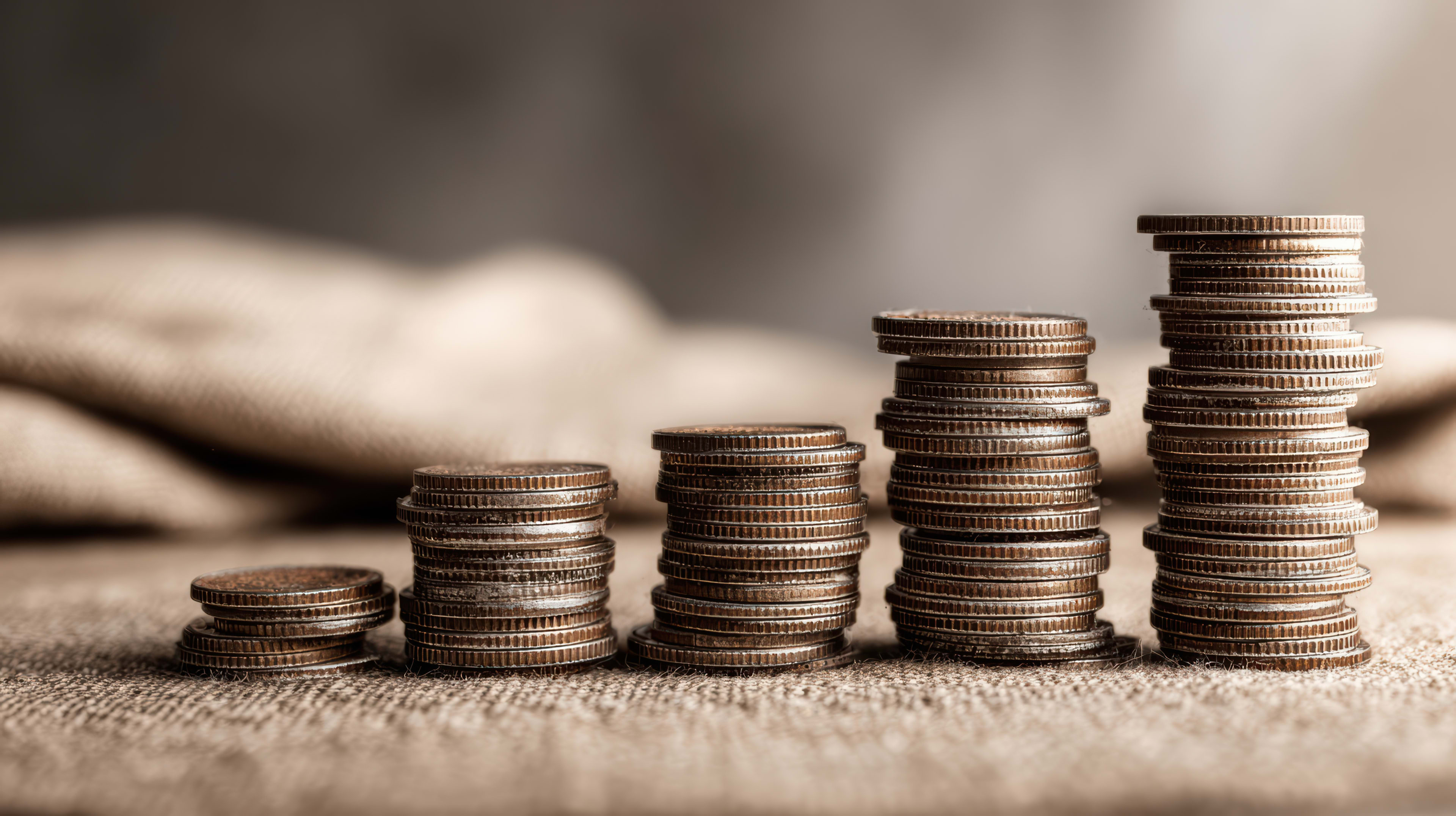 A seedling growing from a glass jar of coins — the Microfinance icon