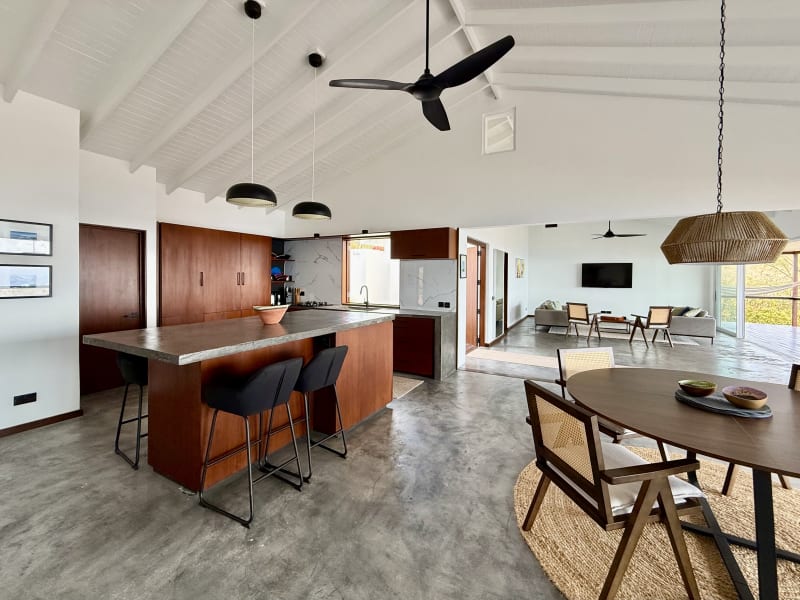 View from the dining area towards the kitchen